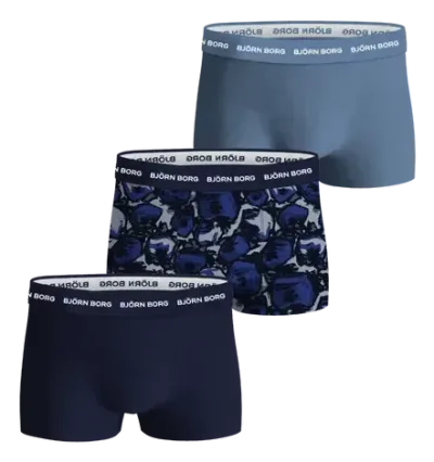 Björn Borg Cotton Stretch Trunks 3-pack Blå