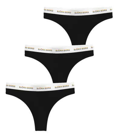 Björn Borg Logo Thongs 3-pack Svart, L