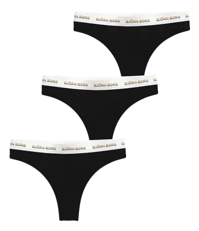 Björn Borg Logo Thongs 3-pack Svart, M