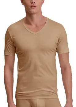 Calida Business V-Neck Undershirt Beige tencel Small Herr