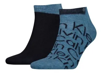 Calvin Klein 2P All Over Print Sneaker Sock Jeansblå