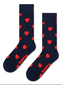 Happy Sock Heart Sock Strumpor Marin mönstrad bomull